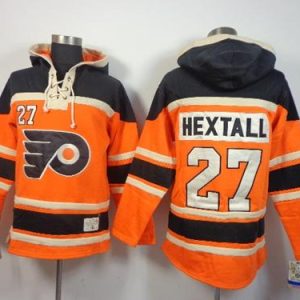 Stunning Flyers #27 Ron Hextall Orange Sawyer Hooded Sweatshirt Stitched NHL Jersey for die - hard hockey fans