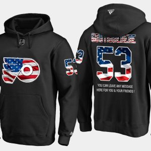 Impressive Flyers #53 Shayne Gostisbehere NHL Banner Wave Usa Flag Black Hoodie for die - hard hockey fans