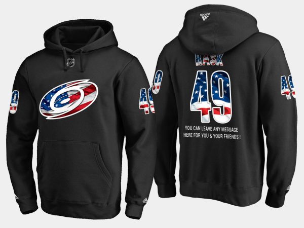Impressive Hurricanes #49 Victor Rask NHL Banner Wave Usa Flag Black Hoodie to complete your fan gear collection