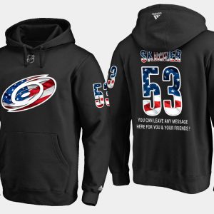 Stunning Hurricanes #53 Jeff Skinner NHL Banner Wave Usa Flag Black Hoodie a must - have for collectors