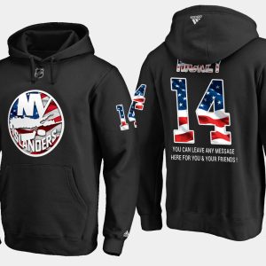 Stunning Islanders #14 Thomas Hickey NHL Banner Wave Usa Flag Black Hoodie to stand out at the arena