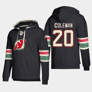 Stunning New Jersey Devils #20 Blake Coleman Black adidas Lace Up Pullover Hoodie for die - hard hockey fans