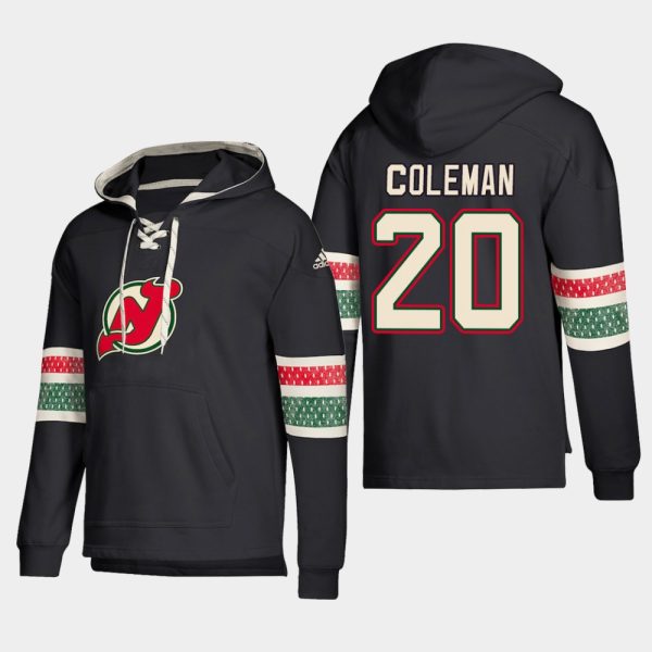 Stunning New Jersey Devils #20 Blake Coleman Black adidas Lace Up Pullover Hoodie for die - hard hockey fans