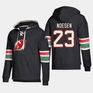 Gorgeous New Jersey Devils #23 Stefan Noesen Black adidas Lace Up Pullover Hoodie for die - hard hockey fans