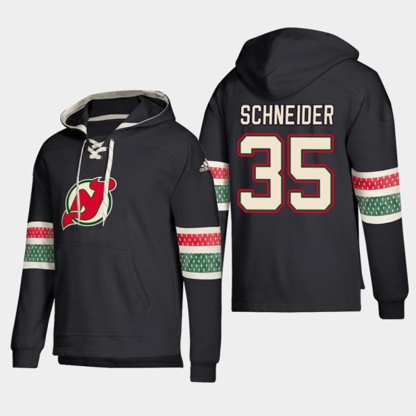 Stunning New Jersey Devils #35 Cory Schneider Black adidas Lace Up Pullover Hoodie to stand out at the arena