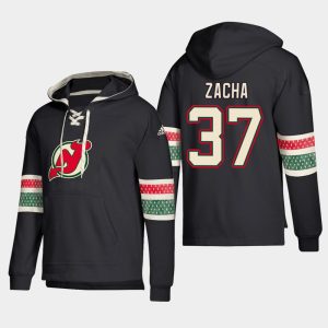 Fantastic New Jersey Devils #37 Pavel Zacha Black adidas Lace Up Pullover Hoodie a must - have for collectors