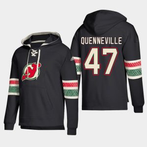 Gorgeous New Jersey Devils #47 John Quenneville Black adidas Lace Up Pullover Hoodie a must - have for collectors