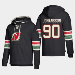 Stunning New Jersey Devils #90 Marcus Johansson Black adidas Lace Up Pullover Hoodie for die - hard hockey fans