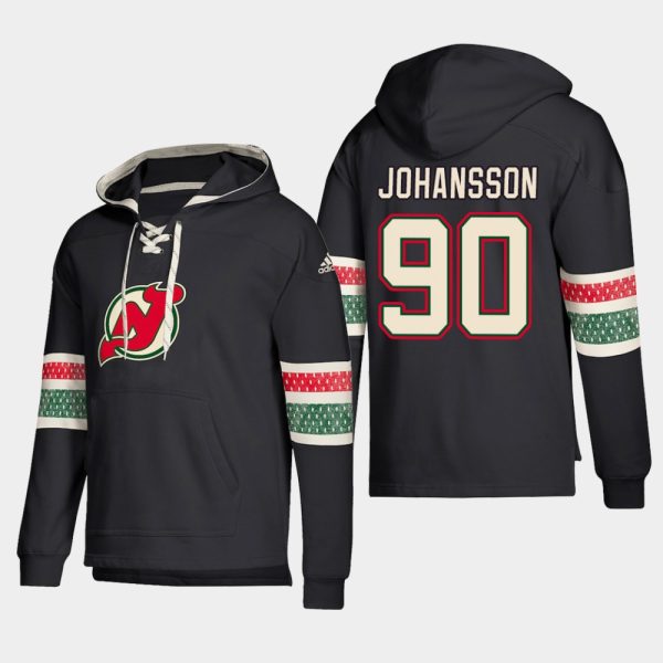 Stunning New Jersey Devils #90 Marcus Johansson Black adidas Lace Up Pullover Hoodie for die - hard hockey fans