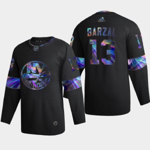 Sleek New York Islanders #13 Mathew Barzal Men's Nike Iridescent Holographic Collection NHL Jersey Black for ultimate sports enthusiasts