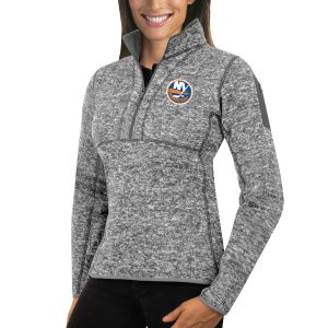 Impressive New York Islanders Antigua Women's Fortune 1/2 Zip Pullover Sweater Black a must - have for collectors
