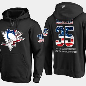 Gorgeous Penguins #35 Tom Barrasso NHL Banner Wave Usa Flag Black Hoodie to stand out at the arena