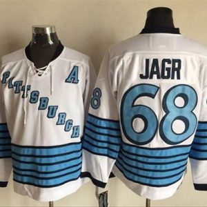 Amazing Penguins #68 Jaromir Jagr White/Light Blue CCM Throwback Stitched NHL Jersey to complete your fan gear collection
