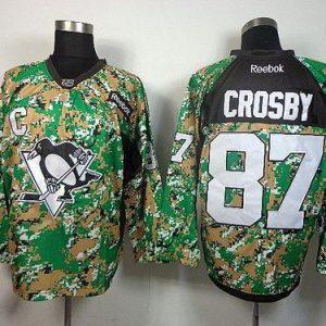 Unique Penguins #87 Sidney Crosby Camo Veterans Day Practice Stitched NHL Jersey to complete your fan gear collection