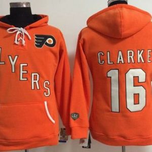 Gorgeous Philadelphia Flyers #16 Bobby Clarke Orange Women's Old Time Heidi NHL Hoodie for die - hard hockey fans
