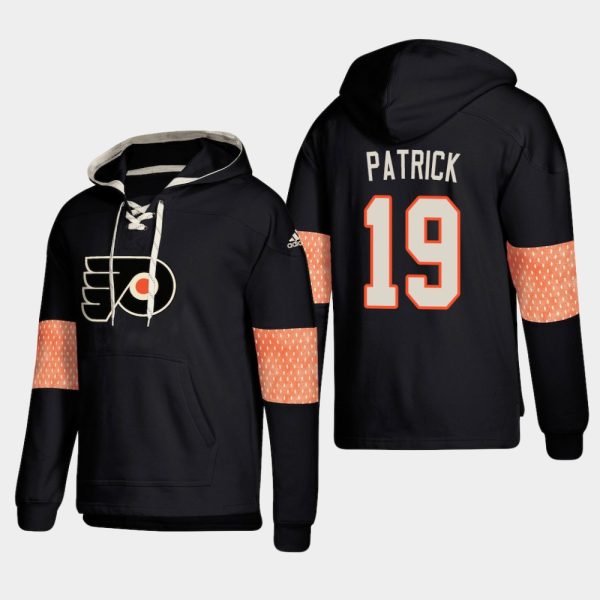 Stylish Philadelphia Flyers #19 Nolan Patrick Black adidas Lace Up Pullover Hoodie perfect for game days