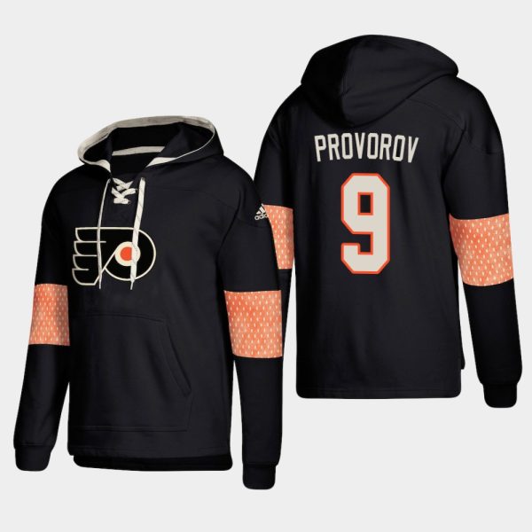 Gorgeous Philadelphia Flyers #9 Ivan Provorov Black adidas Lace Up Pullover Hoodie for ultimate sports enthusiasts