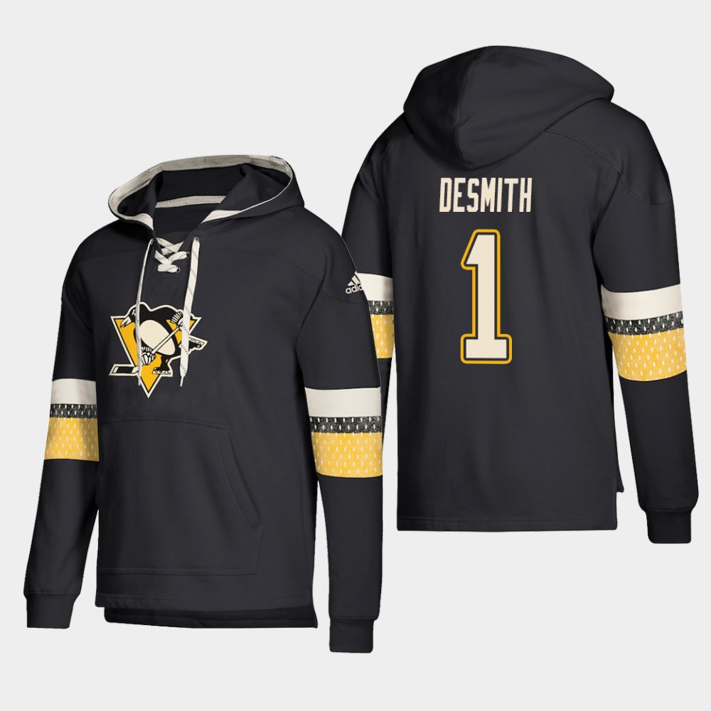 Gorgeous Pittsburgh Penguins #1 Casey Desmith Black adidas Lace Up Pullover Hoodie to stand out at the arena