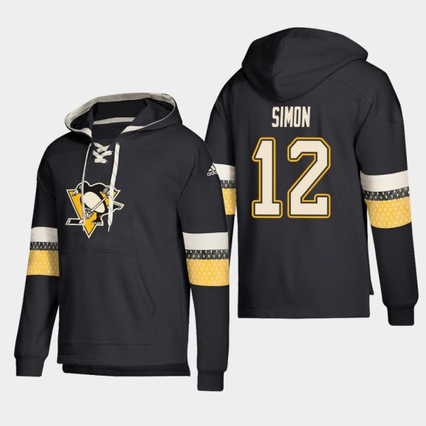 Gorgeous Pittsburgh Penguins #12 Dominik Simon Black adidas Lace Up Pullover Hoodie to stand out at the arena