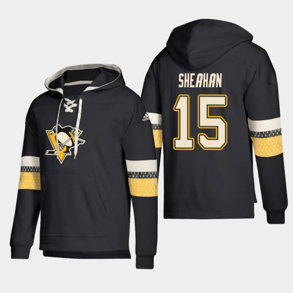 Sleek Pittsburgh Penguins #15 Riley Sheahan Black adidas Lace Up Pullover Hoodie for die - hard hockey fans