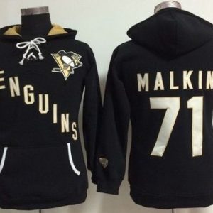 Sleek Pittsburgh Penguins #71 Evgeni Malkin Black Women's Old Time Heidi NHL Hoodie a must - have for collectors