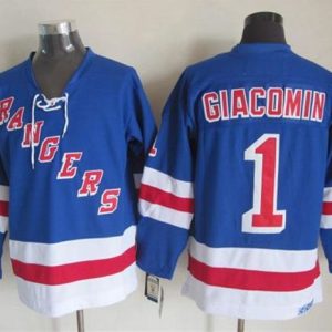 Fantastic Rangers #1 Eddie Giacomin Light Blue CCM Throwback Stitched NHL Jersey perfect for game days