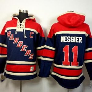 Amazing Rangers #11 Mark Messier Navy Blue Sawyer Hooded Sweatshirt Stitched NHL Jersey for die - hard hockey fans