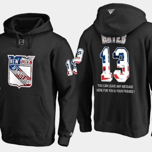 Impressive Rangers #13 Kevin Hayes NHL Banner Wave Usa Flag Black Hoodie to complete your fan gear collection