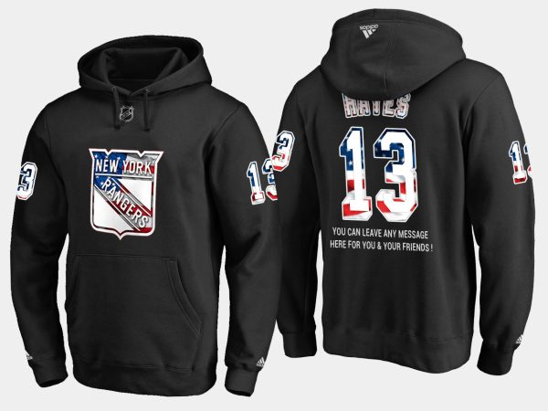 Impressive Rangers #13 Kevin Hayes NHL Banner Wave Usa Flag Black Hoodie to complete your fan gear collection