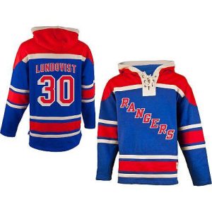 Stunning Rangers #30 Henrik Lundqvist Blue Sawyer Hooded Sweatshirt Stitched NHL Jersey for ultimate sports enthusiasts