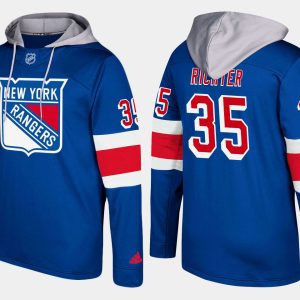 Impressive Rangers #35 Mike Richter Blue Name And Number Hoodie to stand out at the arena