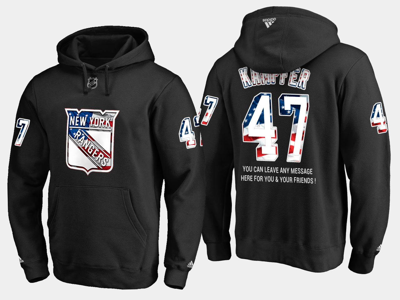 Fantastic Rangers #47 Steven Kampfer NHL Banner Wave Usa Flag Black Hoodie to show your team spirit