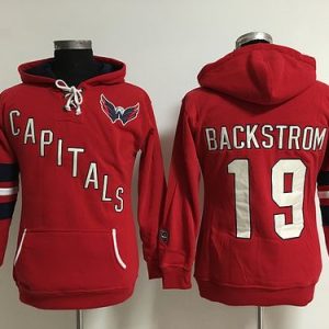 Stunning Washington Capitals #19 Nicklas Backstrom Red Women's Old Time Heidi NHL Hoodie for ultimate sports enthusiasts
