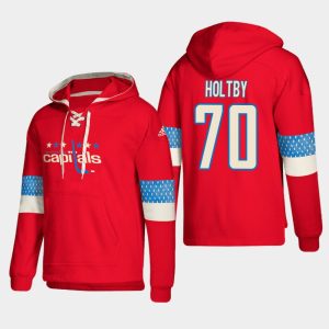Amazing Washington Capitals #70 Braden Holtby Red adidas Lace Up Pullover Hoodie for ultimate sports enthusiasts