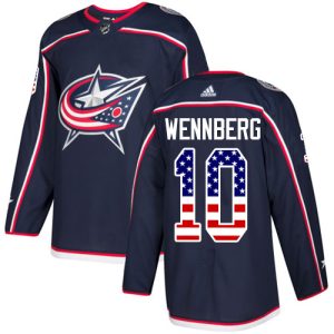 Sleek Adidas Blue Jackets #10 Alexander Wennberg Navy Blue Home Authentic USA Flag Stitched Youth NHL Jersey to show your team spirit