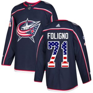 Stunning Adidas Blue Jackets #71 Nick Foligno Navy Blue Home Authentic USA Flag Stitched Youth NHL Jersey perfect for game days