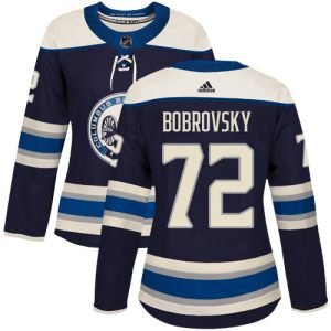 Gorgeous Adidas Blue Jackets #72 Sergei Bobrovsky Navy Alternate Authentic Women's Stitched NHL Jersey perfect for game days