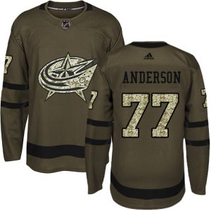 Unique Adidas Blue Jackets #77 Josh Anderson Green Salute to Service Stitched NHL Jersey to complete your fan gear collection