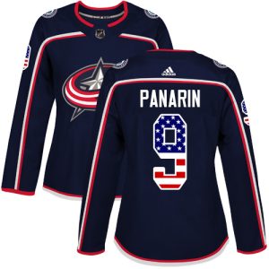 Stylish Adidas Blue Jackets #9 Artemi Panarin Navy Blue Home Authentic USA Flag Women's Stitched NHL Jersey to stand out at the arena