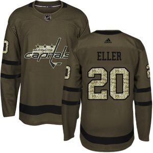 Stylish Adidas Capitals #20 Lars Eller Green Salute to Service Stitched NHL Jersey perfect for game days