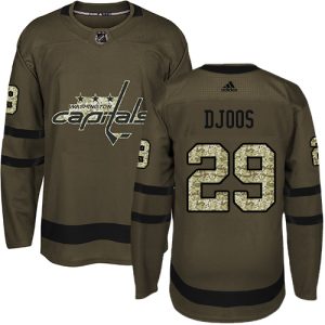 Fantastic Adidas Capitals #29 Christian Djoos Green Salute to Service Stitched NHL Jersey perfect for game days