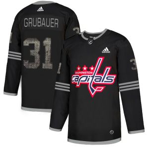 Stunning Adidas Capitals #31 Philipp Grubauer Black Authentic Classic Stitched NHL Jersey perfect for game days