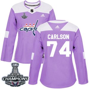 Amazing Adidas Capitals #74 John Carlson Purple Authentic Fights Cancer Stanley Cup Final Champions Women's Stitched NHL Jersey for die - hard hockey fans