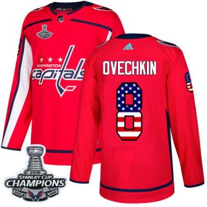 Sleek Adidas Capitals #8 Alex Ovechkin Red Home Authentic USA Flag Stanley Cup Final Champions Stitched NHL Jersey to complete your fan gear collection