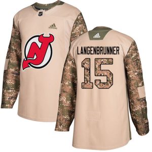 Impressive Adidas Devils #15 Jamie Langenbrunner Camo Authentic 2017 Veterans Day Stitched NHL Jersey for die - hard hockey fans