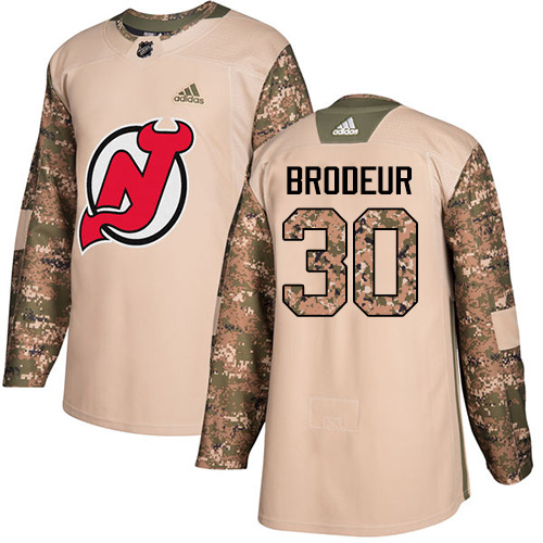 Stunning Adidas Devils #30 Martin Brodeur Camo Authentic 2017 Veterans Day Stitched NHL Jersey to complete your fan gear collection