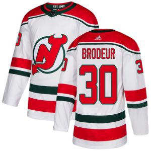 Impressive Adidas Devils #30 Martin Brodeur White Alternate Authentic Stitched NHL Jersey to show your team spirit