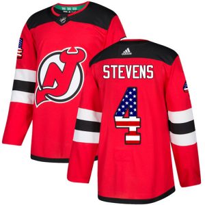 Fantastic Adidas Devils #4 Scott Stevens Red Home Authentic USA Flag Stitched NHL Jersey a must - have for collectors