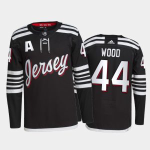 Stunning Adidas Devils #44 Miles Wood Men's 2021 22 Alternate Authentic NHL Jersey Black a must - have for collectors