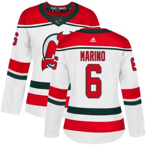 Fantastic Adidas Devils #6 John Marino White Alternate Authentic Women's Stitched NHL Jersey to complete your fan gear collection